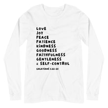 Load image into Gallery viewer, Fruits of the Spirit, Men&#39;s Long Sleeve Crewneck T-shirt
